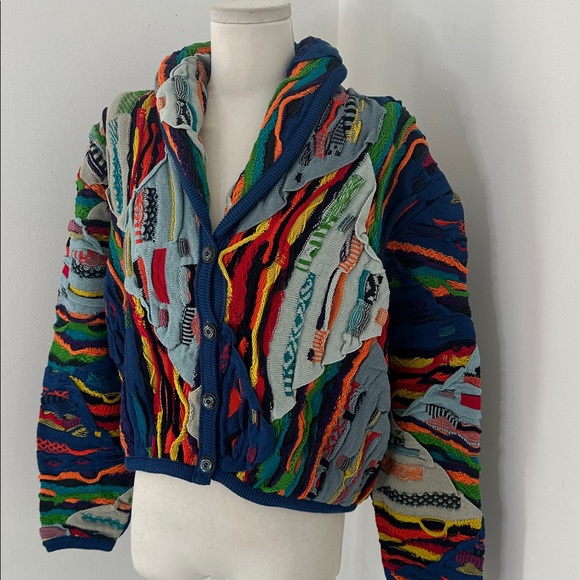 Vintage Rare Deadstock Coogi Cropped Shawl Collar Cardigan Sweater - Picture 2 of 6